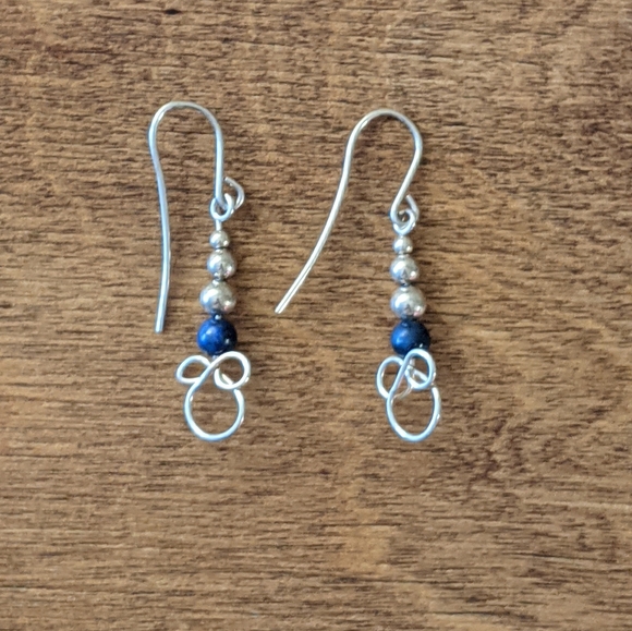 Sterling & Lapis Vintage earrings - Picture 5 of 6